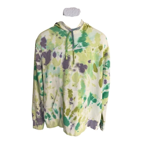 Nike mens L pullover hoodie sweatshirt sportswear club fleece Ice-Dye - Picture 1 of 9
